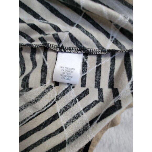 Dana Buchman Womens Beige & Black Striped Geometric Long Sleeve Top XL Stretch - Picture 4 of 8